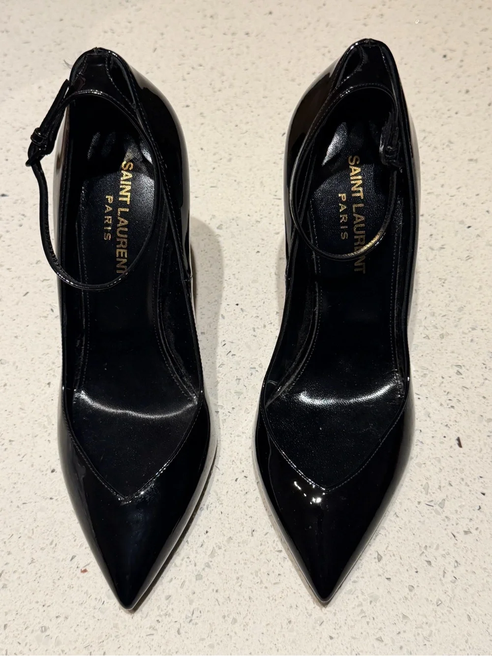 Saint Laurent Patent Pointed-Toe Stiletto Pumps with Sculpted Heel - Picture 2 of 10